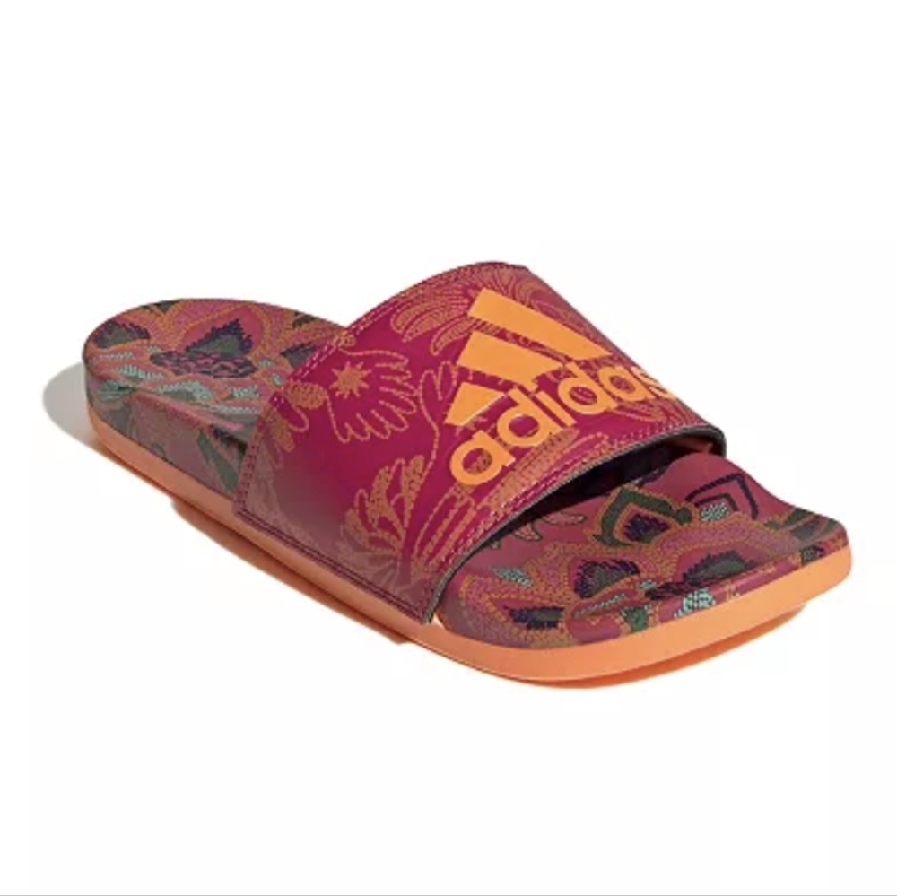 NWT FARM Rio Slide Sandals Adidas Collaboration Women's Size 11 Red Floral Print - Picture 14 of 14
